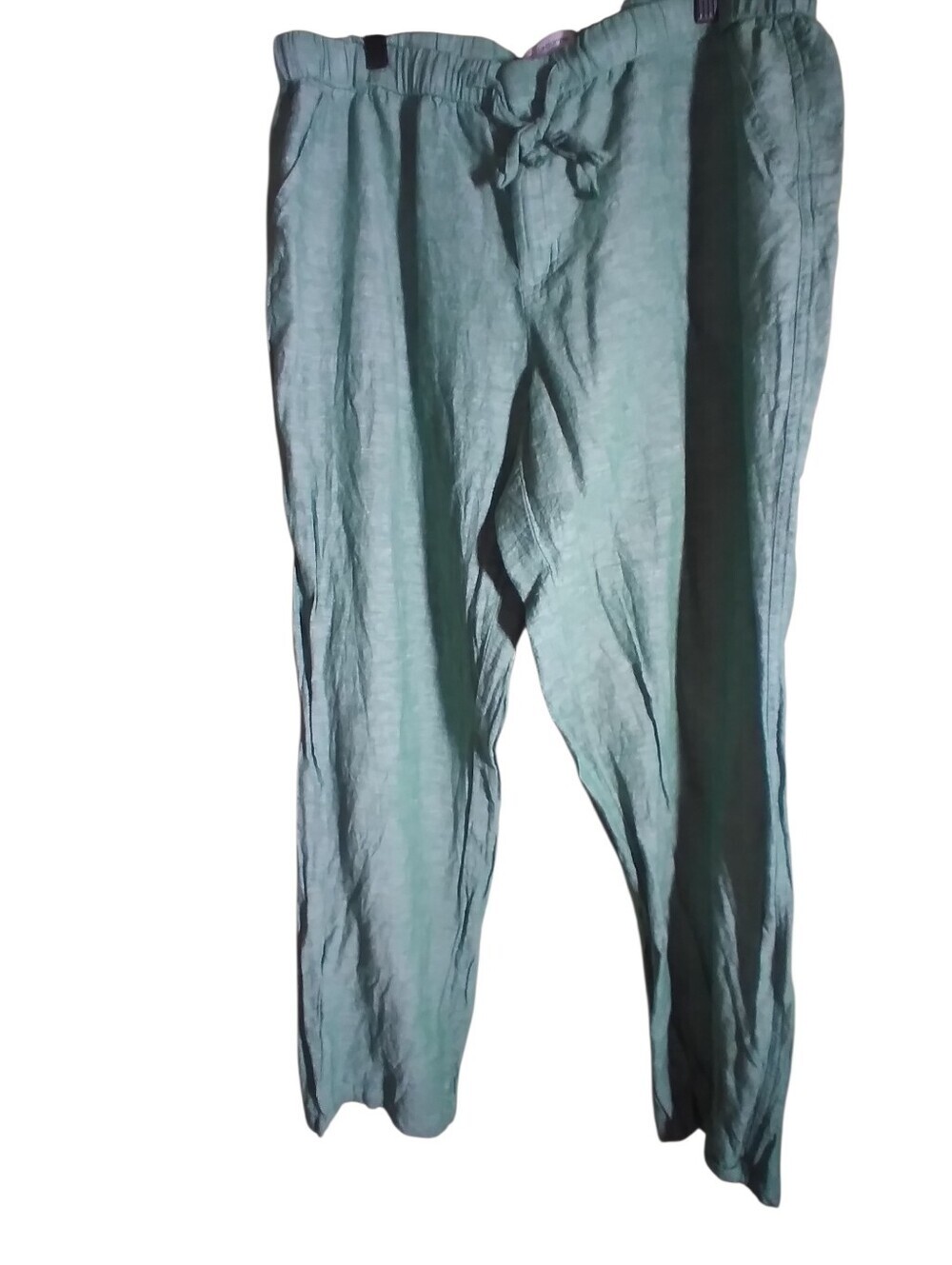 Liz Claiborne Womens Green Drawstring Flowy Drawstring Zipper Pants